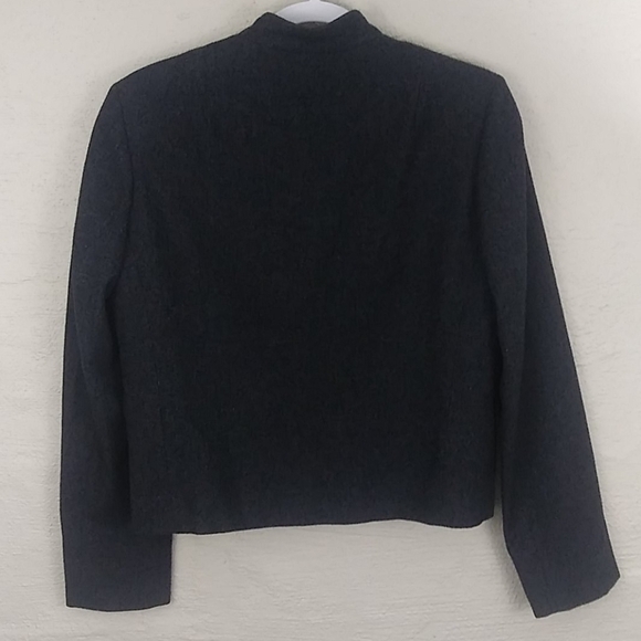 Young Pendleton Gray Virgin Wool Nehru Band Collar Long Sleeve Blazer Jacket - Picture 7 of 7